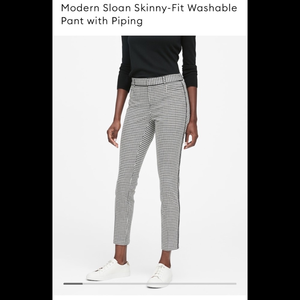 Banana Republic Modern Sloan Skinny Fit Pants Black & White Houndstooth 6S
